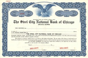 Steel City National Bank of Chicago - Specimen Stock Certificate